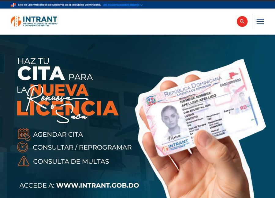 INTRANT habilita sistema de citas en línea para tramitar la nueva licencia de conducir