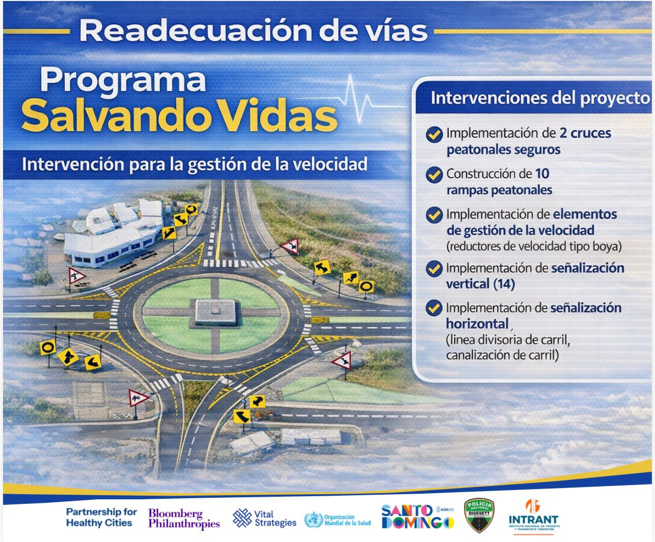 Alcaldía del DN y la Alianza de Ciudades Saludables inician piloto de reducción de velocidad en Av. Los Próceres